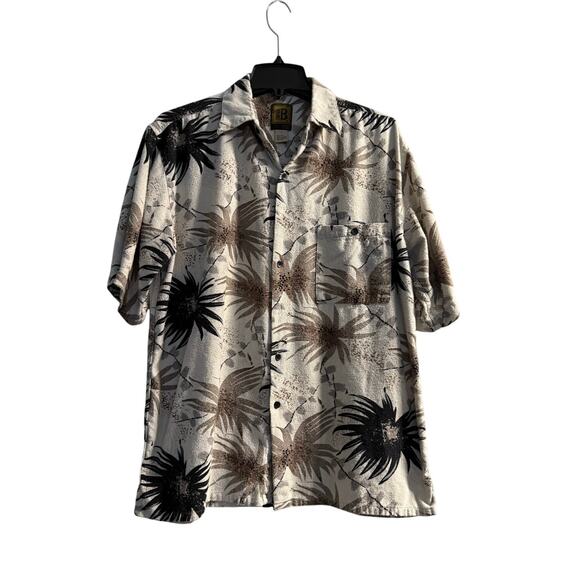 B. Bruno Silk floral Print Button-Down Shirt mens Size L cream - Picture 1 of 7